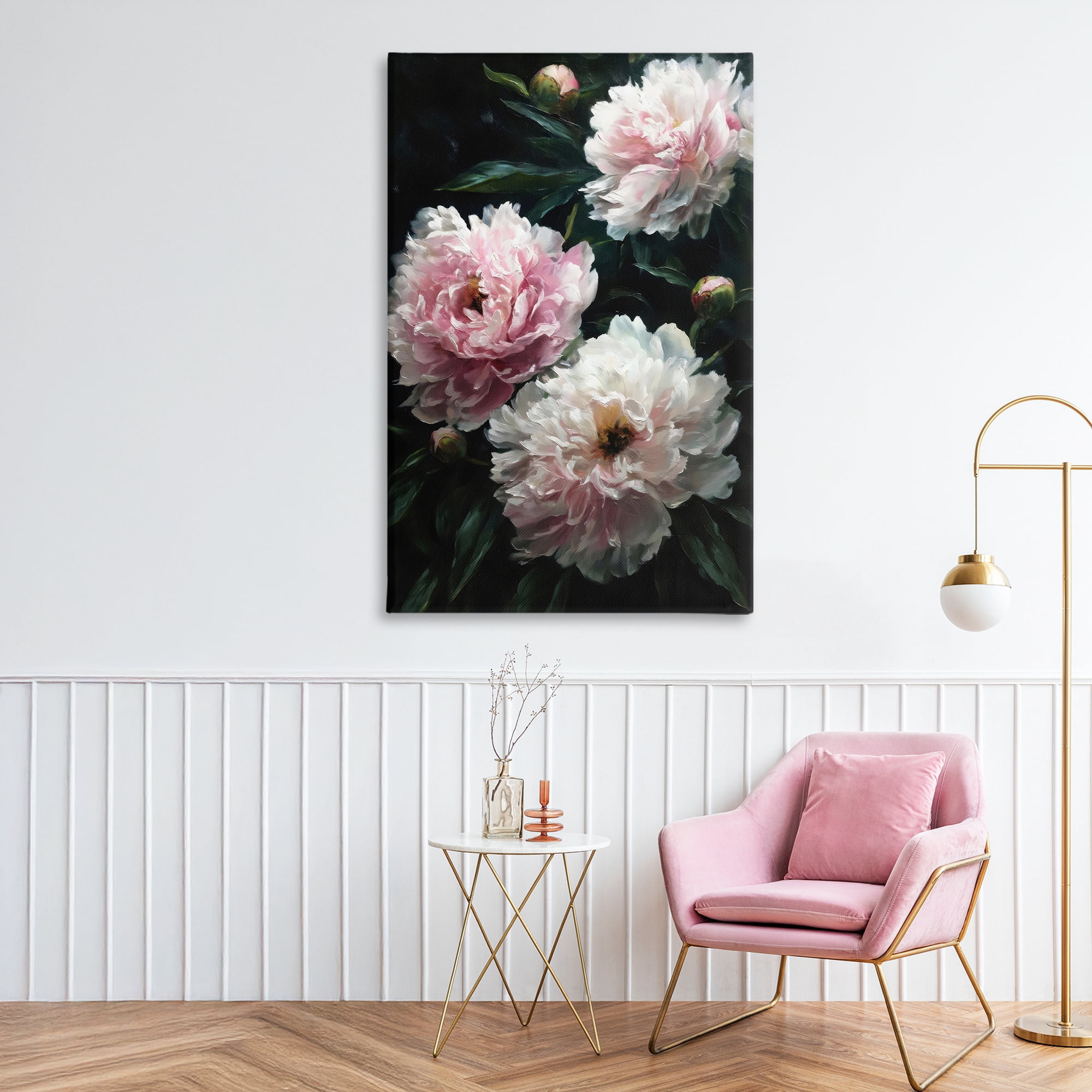 Stupell Industries Soft Pink Peony Garden Canvas Wall Art, design by Petal Prints Design
