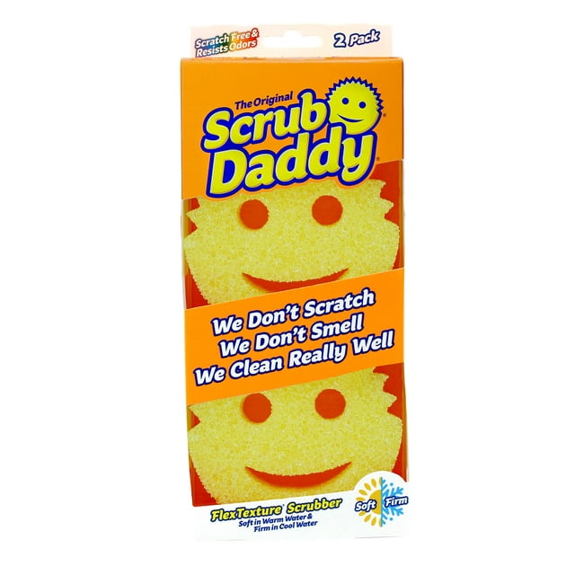 Dish Sponge Scrub Daddy Original, paquete doble, amarillo