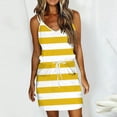 thumbnail image 2 of Womens Dresses Casual Summer Beach Dress Fashion Stripe Sleeveless Backless Camisole Beach Mini Sundress, 2 of 4