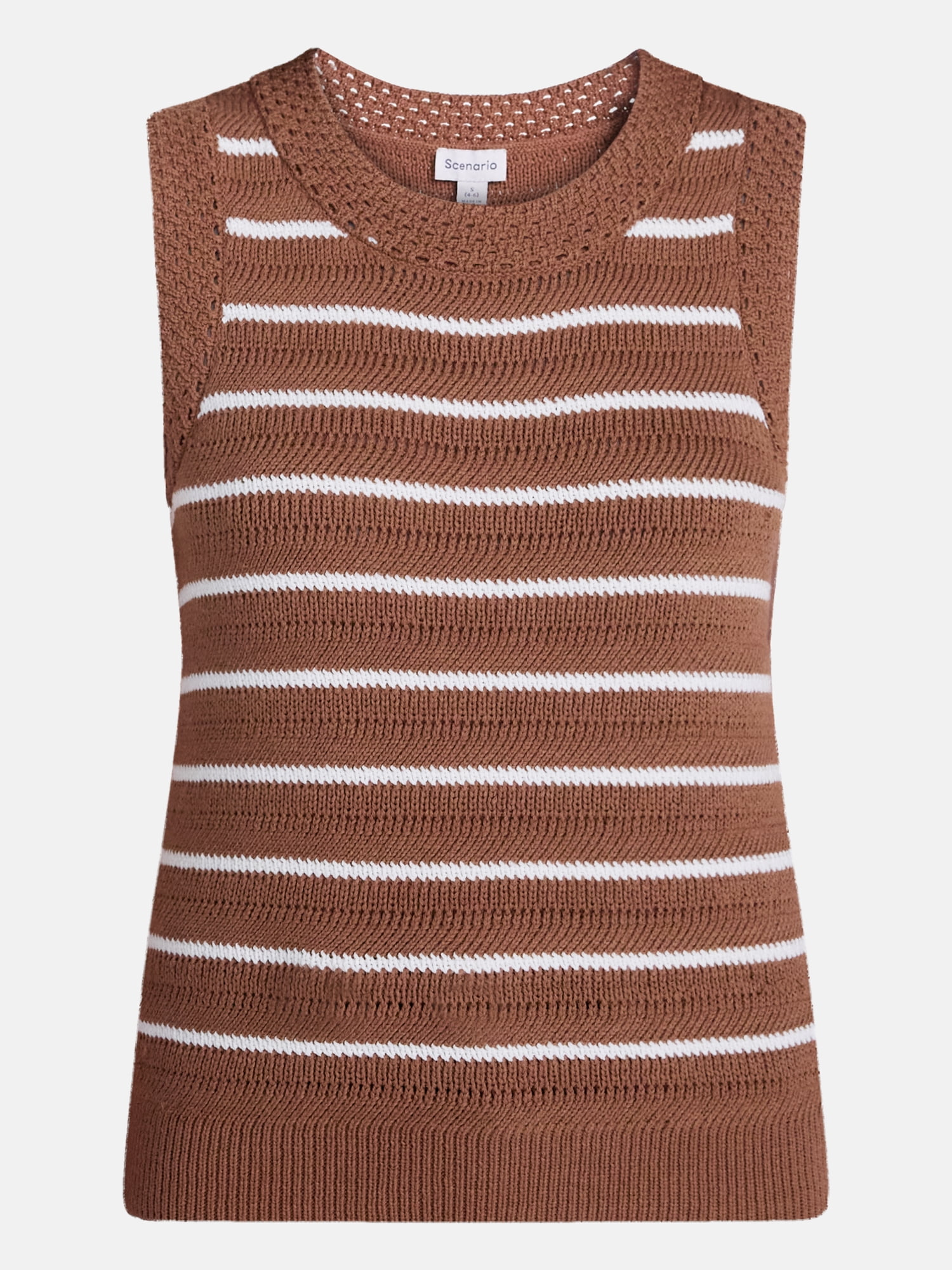 Scenario Women's Sweater Vest with Crochet Trim, Lightweight, Sizes XS-XXXL