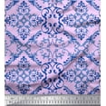 thumbnail image 1 of Soimoi Purple Velvet Fabric Vector Design Damask Decor Fabric Printed Yard 60 Inch Wide, 1 of 3