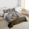 thumbnail image 3 of Homewish Vintage Golf Sports Bedding Comforter Set, Western Rustic Cabin Twin Comforter Sets, Grey Olive Wooden Plank Reversible Bedding Set, Lightweight Room Decor, 2pcs, 3 of 8