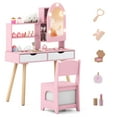 thumbnail image 1 of Costway Coiffeuse pour Enfants avec 3 Modes d'Éclairage, Luminosité Réglable, Armoire Miroir Rose, 1 of 10