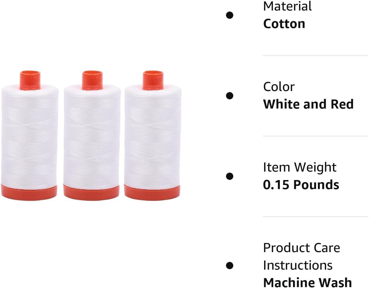 3-PACK - Aurifil 50WT - Natural White, Solid - Mako Cotton Thread - 1422Yds EACH - MK50-2021