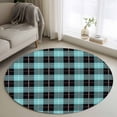 thumbnail image 3 of 3.3ft Washable Round Rug, Aqua Green Non-Slip Circle Area Rug for Entryway Bedroom, Black Lattice Indoor Accent Floor Mat for Home Decor, 3 of 9