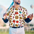 thumbnail image 5 of Lsque Hot Dog Pizza Pattern Mens Polo Golf Shirts Funny Graphics Shorts Sleeve Button Shirts Baseball T-shirt-4X-Large, 5 of 7