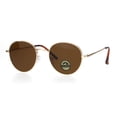 thumbnail image 2 of Polarized Lens Mens Trendy Hipster Dad Shade Round Oval Sunglasses Gold Brown, 2 of 4