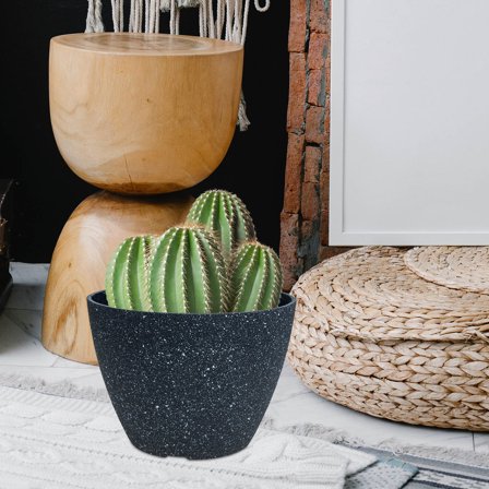FOLOYORI Resin Planter Pot Dark Grey For Garden And Patio 1Set 7.3 Inches
