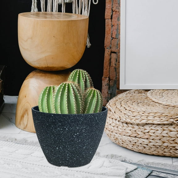 FOLOYORI Resin Planter Pot Dark Grey For Garden And Patio 1Set 7.3 Inches