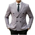 thumbnail image 2 of Mens Double Breasted Suit, Slim Fitting Lapel Blazers Jacket for Wedding Business Formal Suits Prom Tuxedos Gray L, 2 of 3
