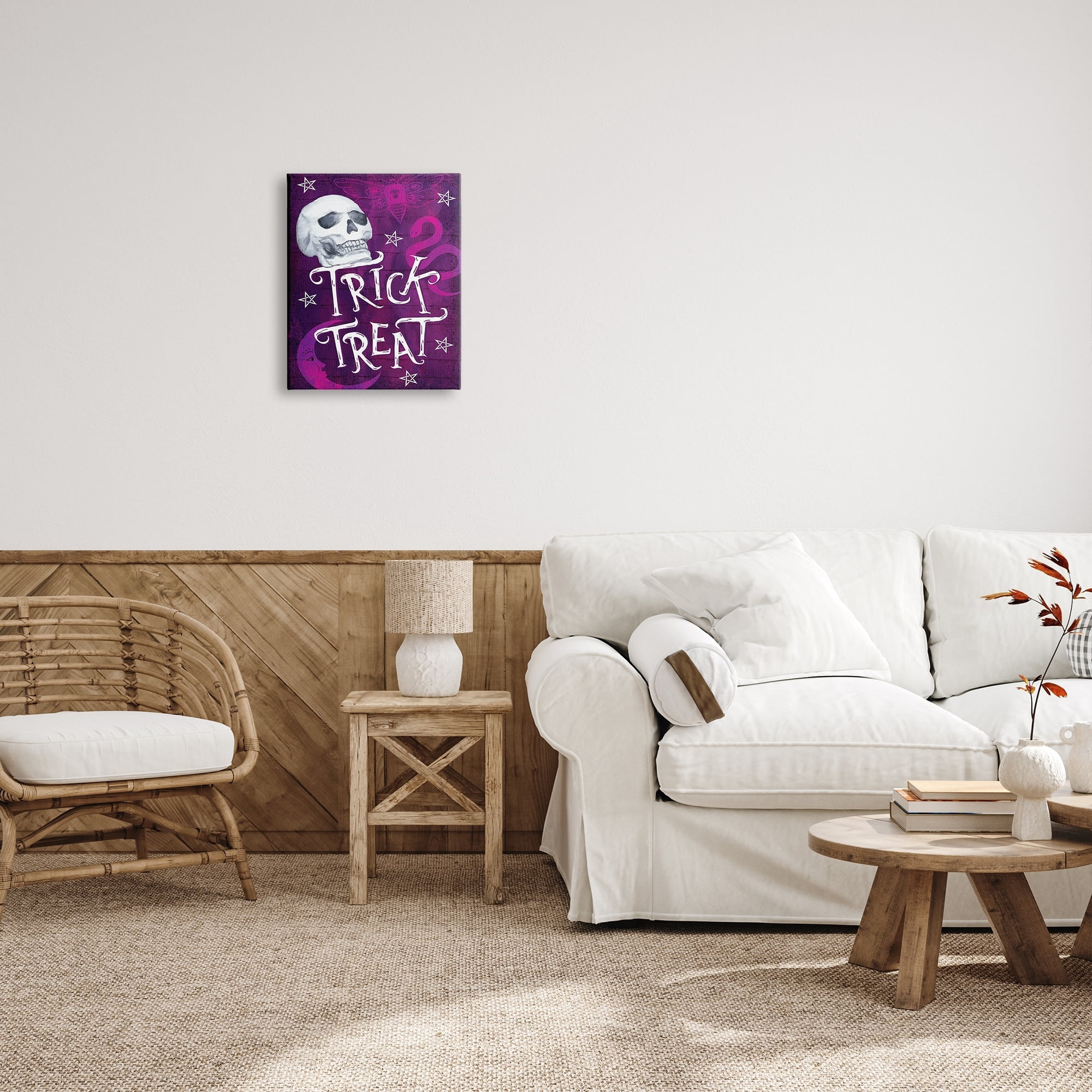 Stupell Industries Trick or Treat Purple Halloween Holiday Painting Gallery Wrapped Canvas Print Wall Art