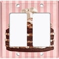 thumbnail image 6 of Metal Light Switch Plate Cover Layered Marshmallow Cake Striped Wallpaper Pink CAK058, 6 of 13