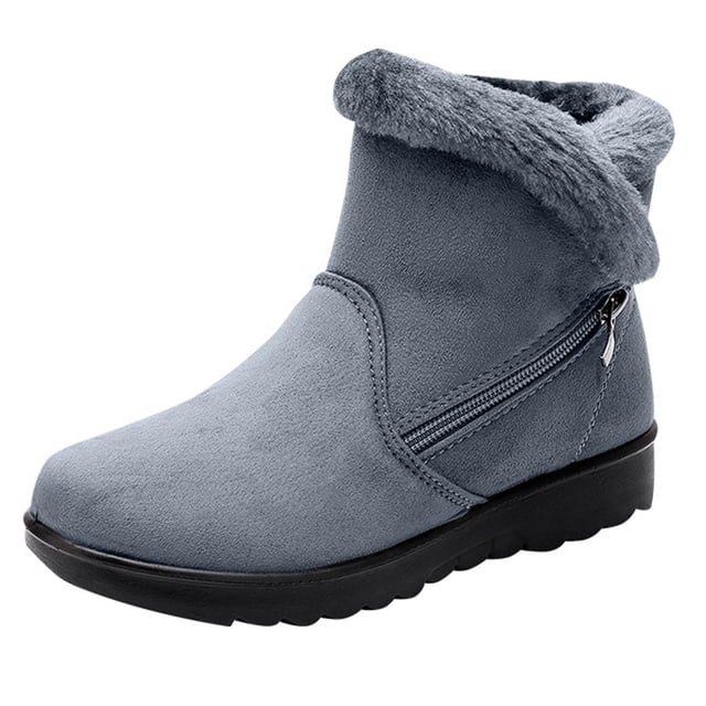 Kyusrd Bottes d'Hiver pour Femmes Bottines Femmes Mode Chaussures d'Hiver Chaudes Bout Rond Talon Moyen Bottes à Tige Moyenne