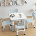 thumbnail image 2 of EastVita Kids Table and 4 Chairs Set,Height Adjustable Toddler Table,Graffiti Desktop,Children Learning Activity Table Light Grey, 2 of 5