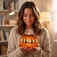 thumbnail image 5 of DAMAI Mercury Glass Light up Pumpkin Light, Golden Glass Light‑Up Pumpkin Decor with Warm LED,Battery Operated Decor For Table Mantel Shelf Fall‑Harvest Farmhouse Home‑Party, 5 of 5