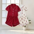 thumbnail image 4 of Fengactive 2PC Cute Printed Pajamas Sets for Women Button Up Short Sleeve Nightwear Lounge Sleepwear, 4 of 5