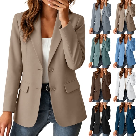 Rciityk Blazers for Women Business Casual Single Breasted Lapel Ladies Blazer Solid Trendy Work Office Suit Jacket with Pockets