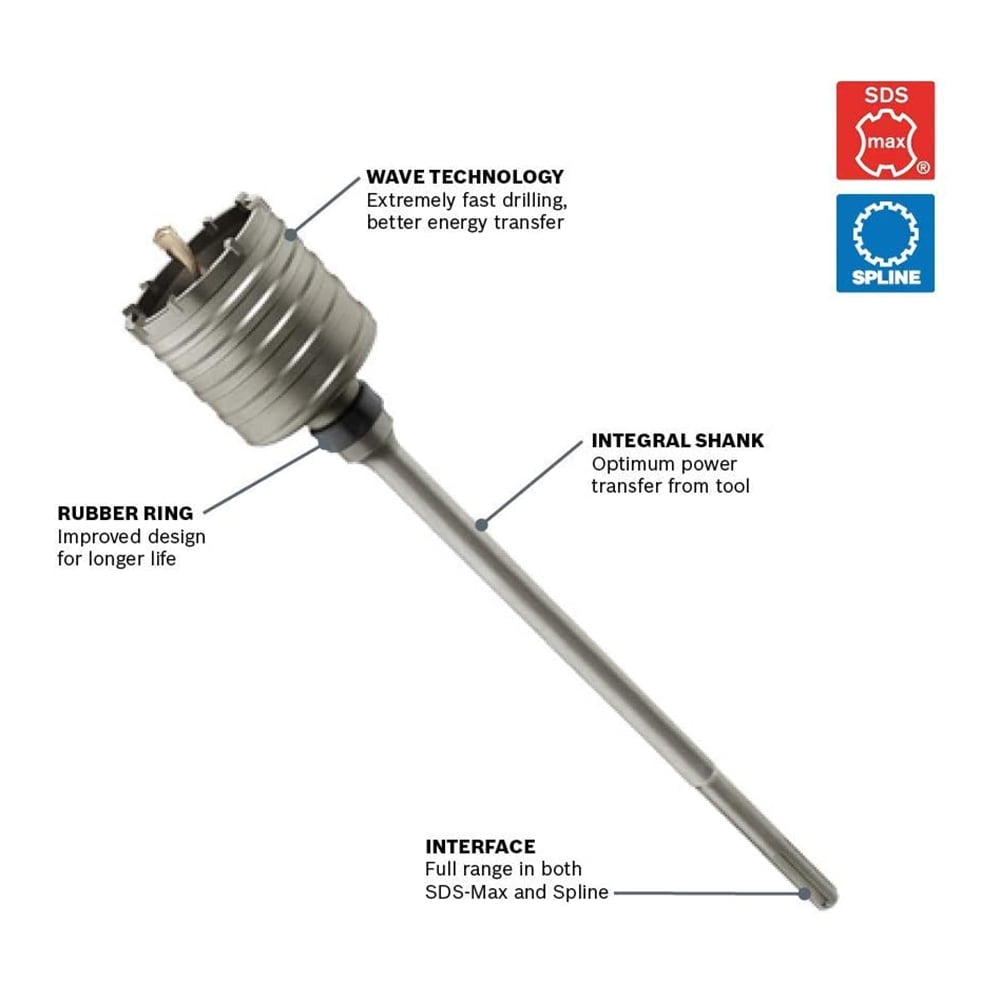 Bosch HC8550 4 x 12 Inch SDS Max Speed X Carbide Rotary Hammer Core Bit Gray Walmart