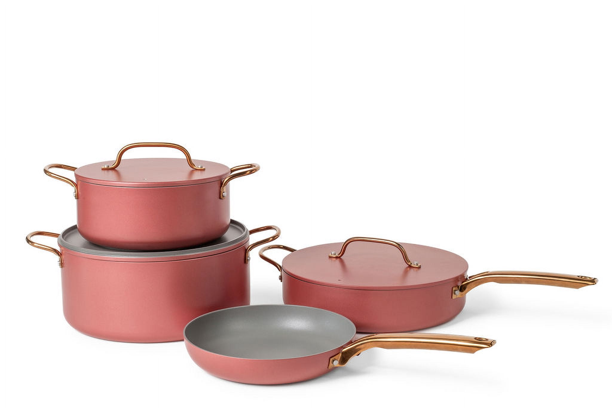 7-Piece Pots and Pans Set, Modern Kitchen Cookware Set (Rose)
