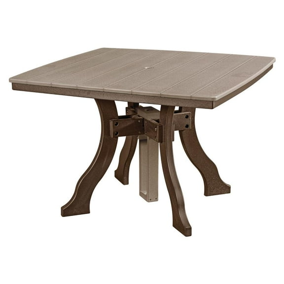 American Furniture Classics Dining Height Square Table in Weatherwood with a Tudor Brown Base