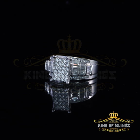 King of Bling's 925 Sterling White Silver 1.31ct Cubic Zirconia Cinderella Womens Rings Size 8
