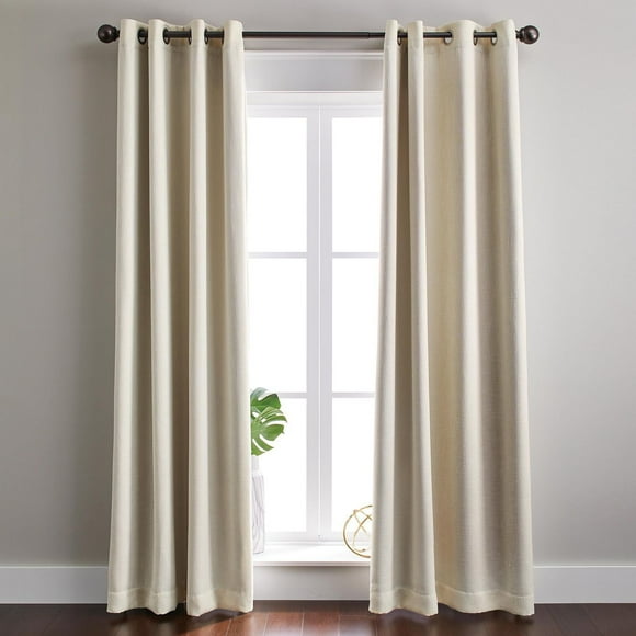 Better Homes & Gardens Linen Grommet Blackout Curtain Panel, 50" x 95", Ivory, Textured Blackout Curtain