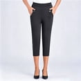 thumbnail image 4 of Noric Women's Plus SizeCapri Pants High Waist Casual Cropped Leggings with Button Pockets for Summer, 4 of 6