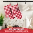 thumbnail image 2 of Canadian Linen Oven Mitts, 180°C Heat Resistant Cotton Non Slip Grip Machine Washable Oven Mitt for Kitchen Cooking Baking Grilling BBQ, Red Checkered, 2 of 8