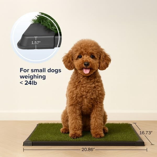 Artificial Grass Puppy Pee Pad with Tray, Reusable Dog Potty Training Mat for Indoor & Outdoor Use, Easy Clean Artificial Turf Surface for Dogs and Small Pets, Fake Grass Potty