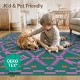 thumbnail image 4 of ODIKA 4'x6' Teal Tulip Geometric Art Dan Washable Area Rug Intricate Floral Motifs With Modern Symmetry And Bold Borders for Home Office, Under Desk, Non-Slip Chair-Friendly, Flatwoven, 4 of 7