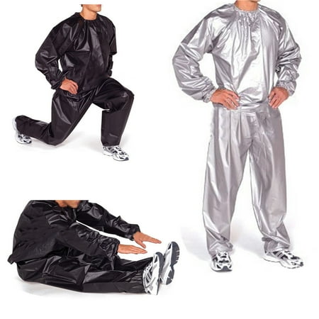 Sauna Suit Title 100% PVC Heavy Duty Unisex Fitness Loss Weight Sweat Suit Sauna Yoga Stretch Workout Suit Exercise Gym Size:L-4XL ()