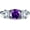 Amethyst Cubic Zirconia with Black Tone, variant on Vintage Style Round Three Stone Ring White Opal Black Tone 925 Sterling Silver, Size 7