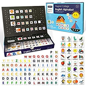 

Magnetic Letters Alphabet ABC Colorful Cute Word Card Refrigerator Fridge Magnets for Vocabulary Educational Toy Set Preschool Learning Spelling Letters for Toddler Kids 156Pcs