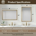 thumbnail image 2 of ANDY STAR Gold Bathroom Mirror, 24x36 Inch Beveled Rectangle Mirror, Brushed Brass Mirror in Stainless Steel Metal Frame, Wall Mount for Bathroom, Bedroom, Living Room, Mantel, 2 of 9