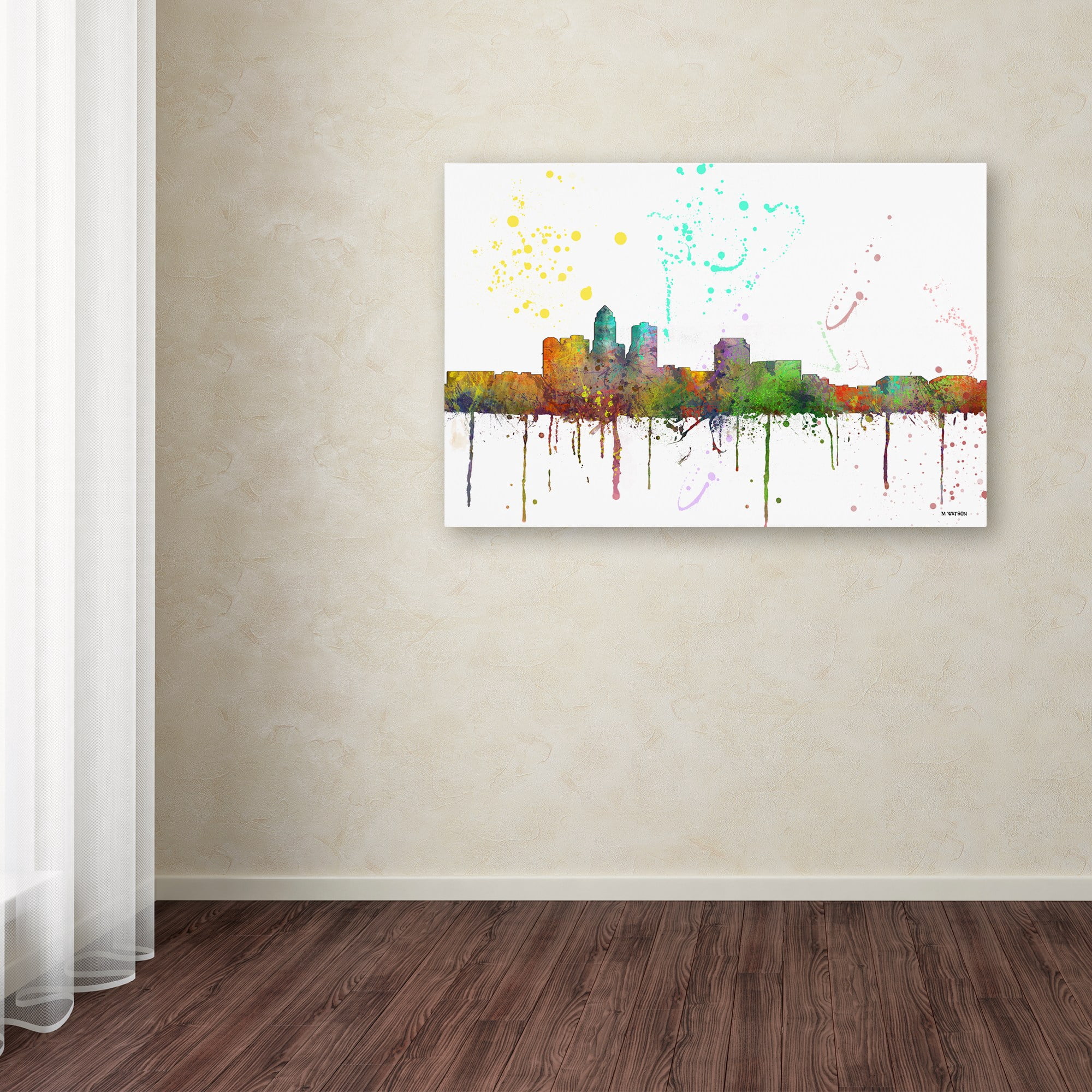 Trademark Fine Art "Des Moines Iowa Skyline Mclr-1" Canvas Art by Marlene Watson