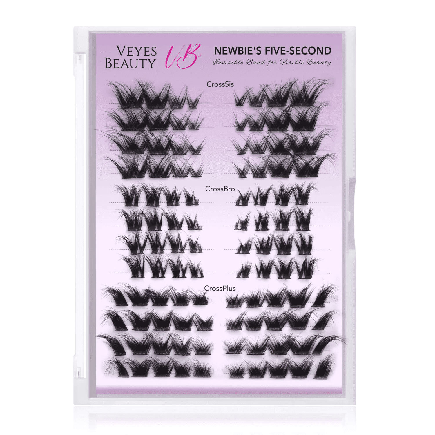 Veyesbeauty DIY Cross Lashes Cluster - Reusable False Eyelash Extensions for Natural & Dramatic Looks, Easy 5-Second Application