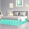 thumbnail image 2 of PiccoCasa Bed Skirt Satin Silk Wrap Around Dust Ruffle 18" Drop, Cyan 78"x80", 2 of 8