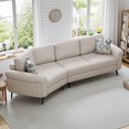 thumbnail image 2 of 3-Seater Modular Sectional Curved Sofa Couch, 111" Upholstered Modern Chenille Lounge Couch with 2 Printed Pillows and Curved Seat for Bedroom Apartment Left Hand Facing(Beige), 2 of 7