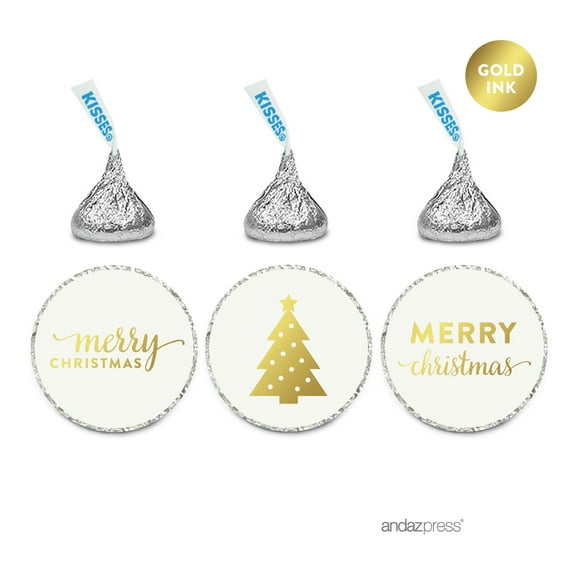 Metallic Gold Christmas Hershey´s Kisses Labels, 216-Pack