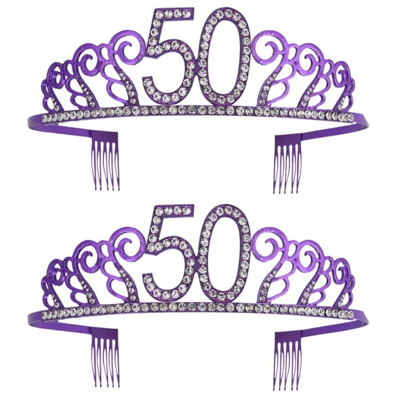 2 PCS 50th Party Crown for Women Women's Hair Accessories Bride