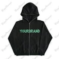thumbnail image 2 of Black Zipper Quality Dark Skull Style Hoodie Green Pattern Letter Sweater y2k Casual High Street Sweater for Men and Women top, 2 of 6