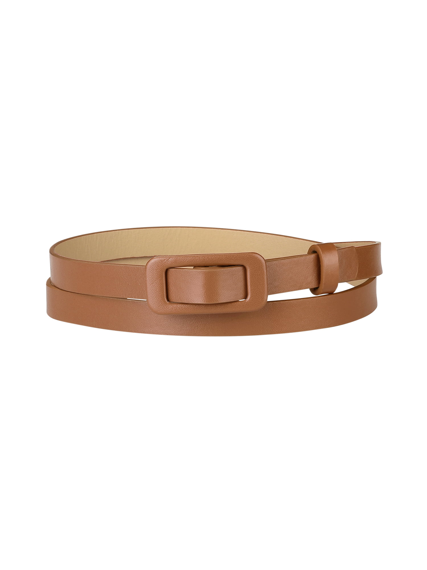 Allegra K Women's Thin Nonporous Waist Belt Rectangle Buckle Plus Size ...