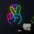 thumbnail image 2 of Handmadetneonsign Peace Hand Heart Neon Sign, Peace Hand Love LED Light, Custom Peace Hand LED Sign, 2 of 5