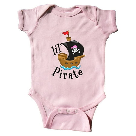 

Inktastic Lil Pirate pirate ship pink bandana Gift Baby Boy or Baby Girl Bodysuit