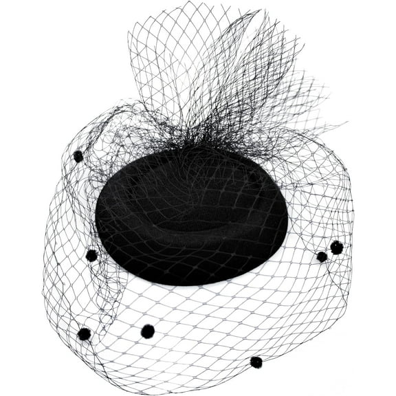 YooGuoGuo Ladies Vintage Pillbox Fascinator Hair Clip Hat Bowler Dot Net Face Veil Wedding Cocktail Tea Party Headwear for Womens Girl