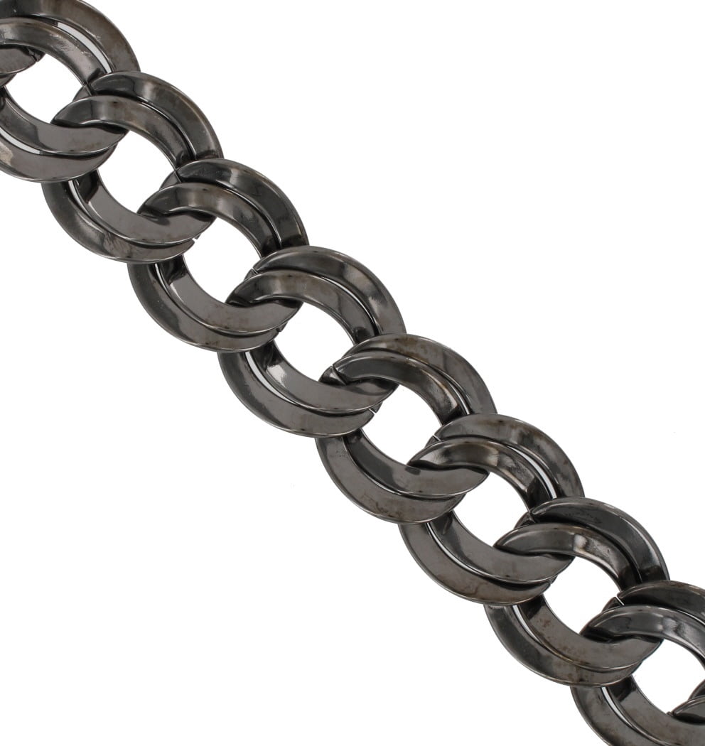 Ky & Co Gunmetal Gray Tone Wide Chunky Double Curb Chain Link Necklace 18" Ladies Adult Female Women