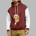 thumbnail image 2 of YOIAVAIOY Hoodie with Dog Pouch for Men Color Block Raglan Kangaroo Pouch Hoodies Casual Cozy Soft Pet Hooded Sweatshirt Wine XL, 2 of 6