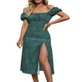 thumbnail image 2 of PENGXIANG Femmes Volant Manches Courtes Col Carré Boho Floral Midi Robe Fluide une Ligne Longue Robe, 2 of 7