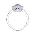 thumbnail image 3 of SuperJeweler 1 1/2 Carat Oval Shape Amethyst and Double Halo Diamond Ring In Sterling Silver For Women, 3 of 5
