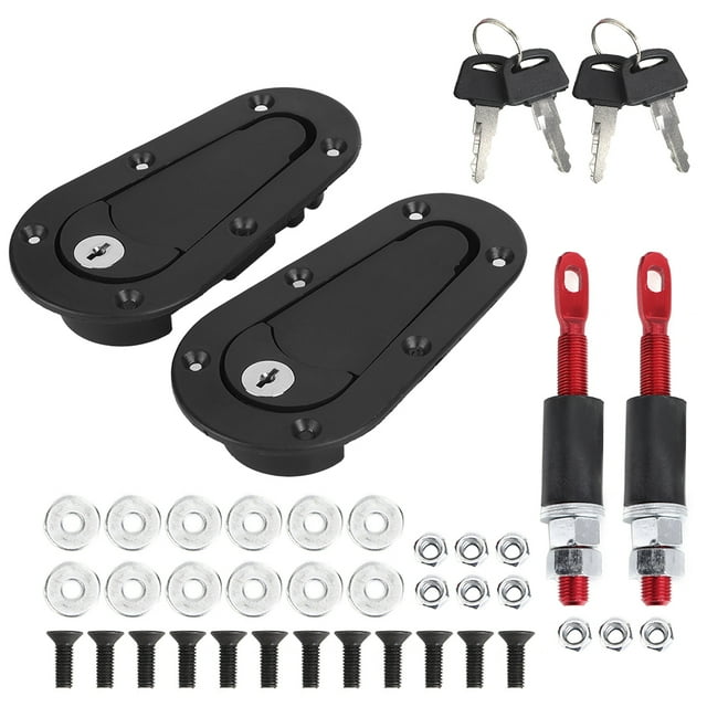 Kit de cerradura de capó universal de fibra de carbono para coche de carreras con pasador y llaves, color negro